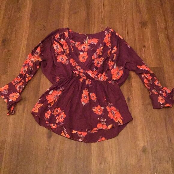 Free People Tuscan Dreams Printed Tunic Top Mini Dress Plum - Picture 3 of 6